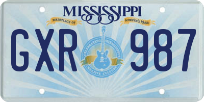 MS license plate GXR987