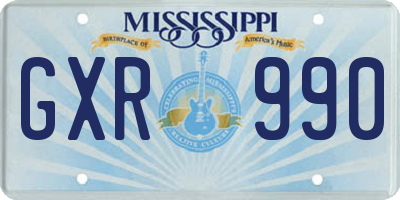 MS license plate GXR990