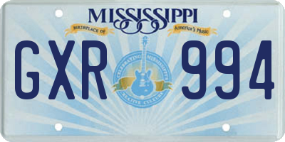 MS license plate GXR994