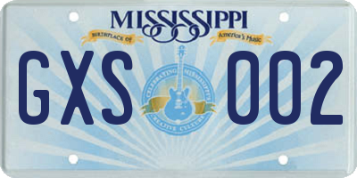 MS license plate GXS002