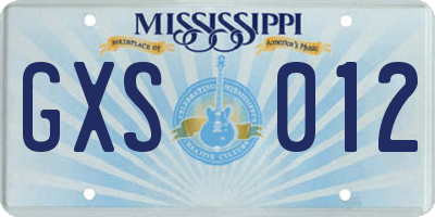 MS license plate GXS012