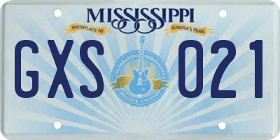 MS license plate GXS021