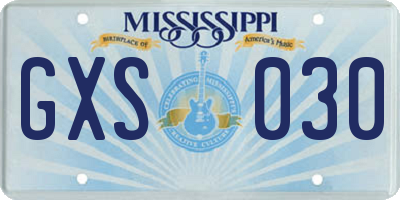 MS license plate GXS030
