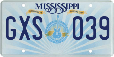 MS license plate GXS039