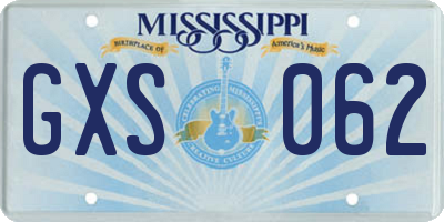 MS license plate GXS062