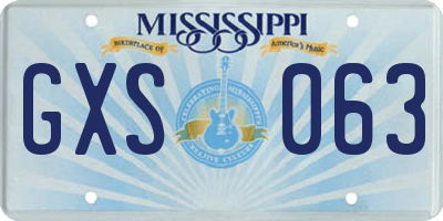MS license plate GXS063