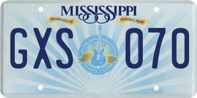 MS license plate GXS070