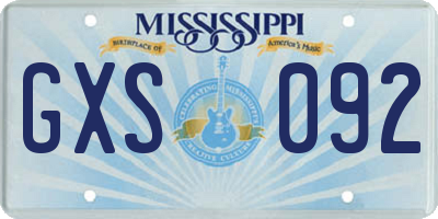 MS license plate GXS092