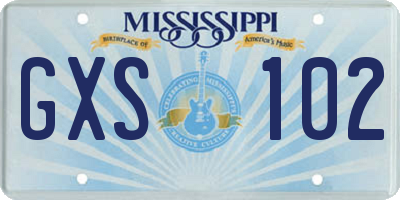 MS license plate GXS102