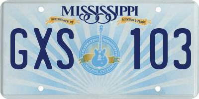 MS license plate GXS103