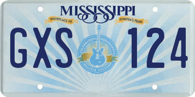 MS license plate GXS124