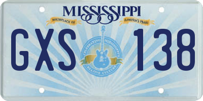 MS license plate GXS138