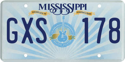 MS license plate GXS178