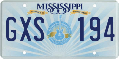 MS license plate GXS194