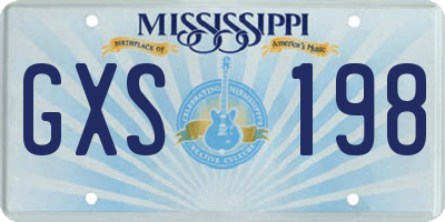 MS license plate GXS198