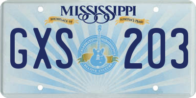 MS license plate GXS203