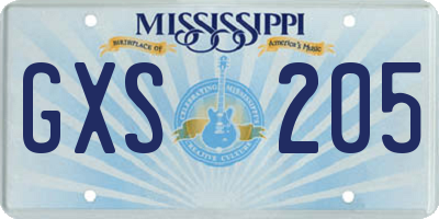 MS license plate GXS205