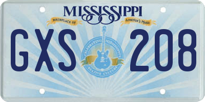 MS license plate GXS208