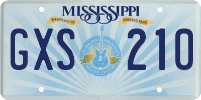 MS license plate GXS210
