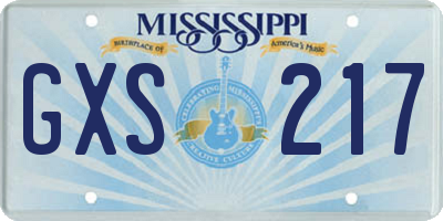 MS license plate GXS217