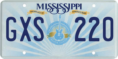 MS license plate GXS220