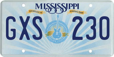 MS license plate GXS230