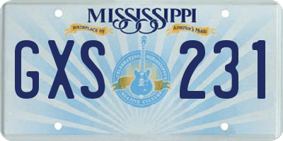 MS license plate GXS231