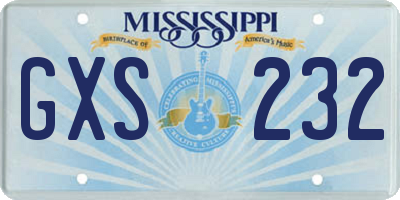 MS license plate GXS232
