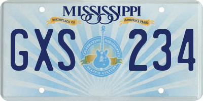 MS license plate GXS234