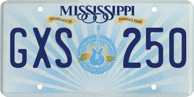 MS license plate GXS250