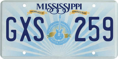 MS license plate GXS259