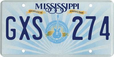 MS license plate GXS274