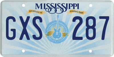 MS license plate GXS287