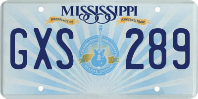 MS license plate GXS289