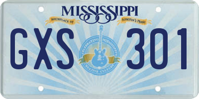 MS license plate GXS301
