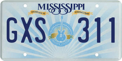 MS license plate GXS311