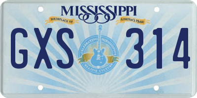MS license plate GXS314