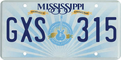 MS license plate GXS315