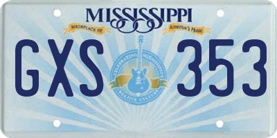 MS license plate GXS353