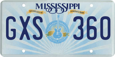 MS license plate GXS360