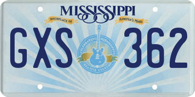 MS license plate GXS362