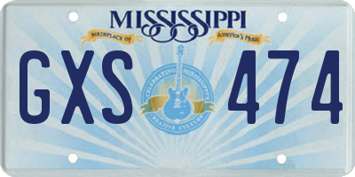 MS license plate GXS474