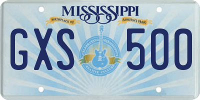 MS license plate GXS500