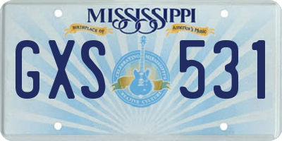 MS license plate GXS531