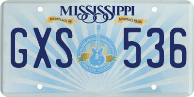 MS license plate GXS536