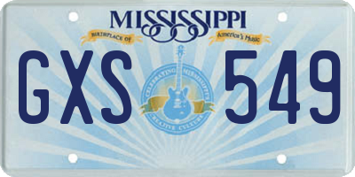 MS license plate GXS549