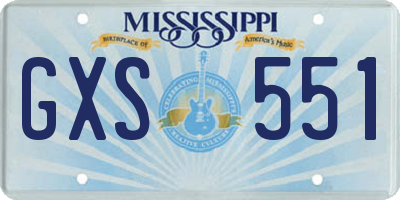 MS license plate GXS551