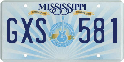 MS license plate GXS581