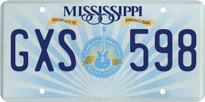 MS license plate GXS598