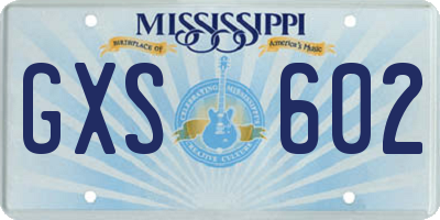 MS license plate GXS602